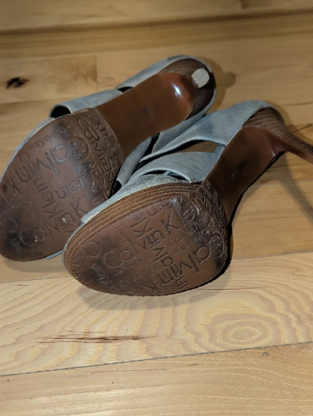 Calvin Klein Metallic Taupe Strappy High Heel Sandals